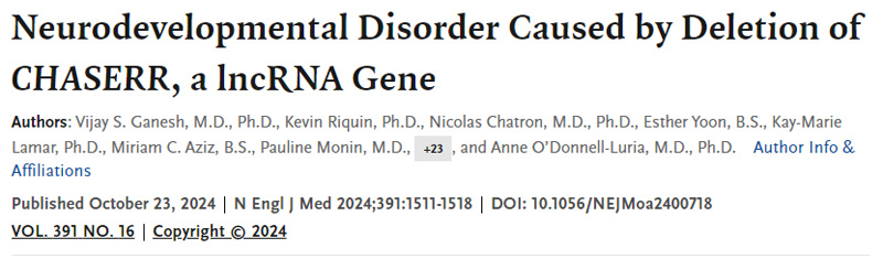 
lncRNA基因CHASERR缺失引起的神经发育障碍