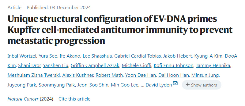 EV-DNA的独特结构配置启动库普弗细胞介导的抗肿瘤免疫，以防止转移进展