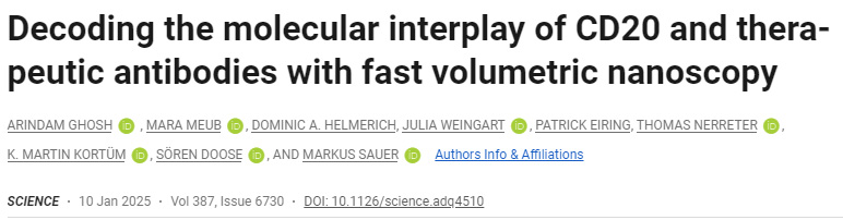 用快速体积纳米显微镜解码CD20和治疗性抗体的分子相互作用